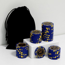 Nmroim 13.5 Grams Clay Poker Chips Blank Chips Casino Poker Chips 40mm Large Chips Pack of 50 Pieces (E Blue)