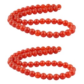 mookaitedecor 2 Strands 8mm Natural Carnelian Round Crystal Stone Beads for Jewellery Making DIY Necklace Bracelet Earrings, 90pcs Polished Semi Precious Red Loose Beads Real Healing Crystals