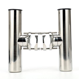 Amarine Made (2X) Stainless Rail Mount Clamp on Fishing Rod Holder for Rails 1-1/4 to 2\