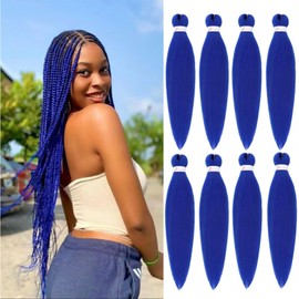Lbsiwi Pre Stretched Braiding Hair 26 Inch 8 Packs Ombre Braiding Hair EZ Hair Itch Free Crochet Twist Hair Hot Water Setting Professional Soft Yaki Texture Synthetic Hair Extensions (26 inch, Blue)