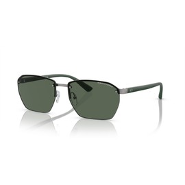A|X ARMANI EXCHANGE Men's AX2048S Rectangular Sunglasses, Matte Gunmetal/Dark Green, 59 mm