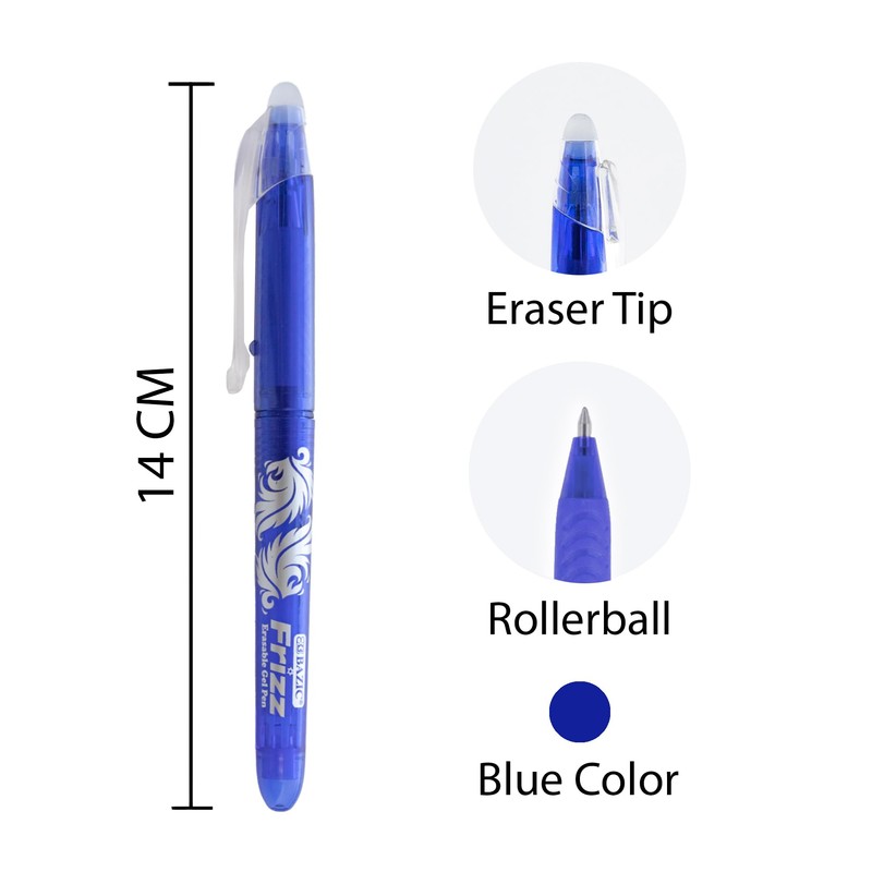 BAZIC Frizz Blue Erasable Gel Pen w/Grip