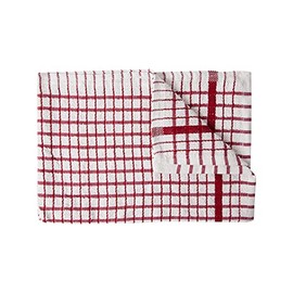 Alanna Jones Set of 6, 45 x 65 cm Large 100% Cotton Luxury Check Soft Kitchen Tea Towels Perfect for Household and Professional Restaurant Bar Catering Kitchen Dish Cloth (Set of 6 Red)