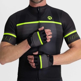 Rogelli Hero II Men's Cycling Gloves, Half Finger, Cycling Gloves Summer - Yellow/Grey, 2XL