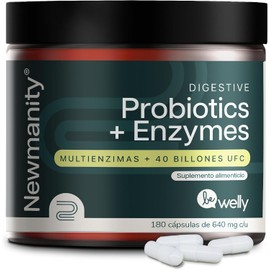 NEWMANITY Probiticos y Prebiticos con Enzimas Digestivas 40 Billones - 180 Cpsulas Veganas para Hombre y Mujer con 15 Cepas y 3 Probiotics...         