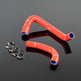 PIT66 Silicone Radiator Hose Kit,Compatible with 1997-2001 Jeep Wrangler TJ 4.0L Red with Clamps