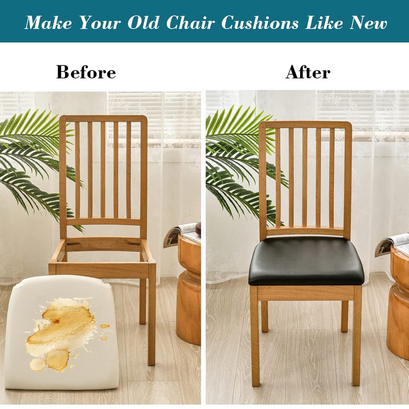 HFCNMY Seat Covers for Dining Chairs, Stretch Waterproof PU Dining