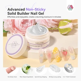 SAVILAND Advanced Solid Builder Nail Gels: Non-Stick 3D Nail Gel Clear Scluplting Gel for Nails Art 30 Days Long-Lasting 4-in-1 Function Extension Carving No Damaging DIY Salon 15g