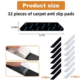 Eowppue Pack of 32 Carpet Non-Slip Underlay, Carpet Gripper Non-Slip Mat, Washable, Reusable Non-Slip Mat, Non-Slip Carpet Underlay for Hardwood Floors, Carpets and Mats