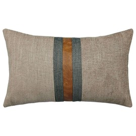 BOYSUM Farmhouse Decorative Outdoor Throw Pillow Covers for Couch Sofa Bed Brown Faux Leather Accent Pillow Cover Modern Decor Pillow Case 12 x 20 Inch (Coffee)