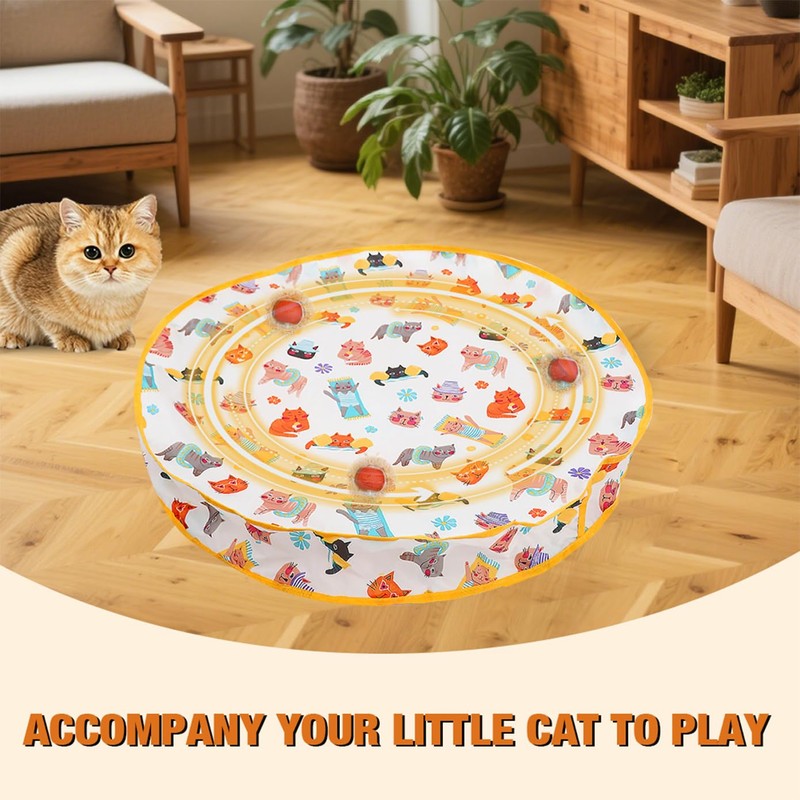 njbbx 28-Inch Interactive Cat Play Mat with Automatic Rolling Ball