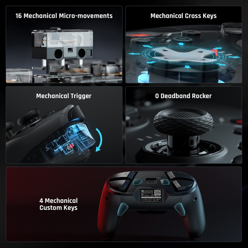 PC Gaming Controller, kabelloser Controller mit Benutzerdefinierten Tasten, 6-Achsen-Gyro, Dual