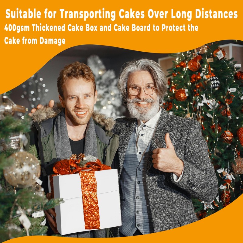 MonYouGe 12x12x12 Inches Cake Boxes with Cake Boards, 3 Pack
