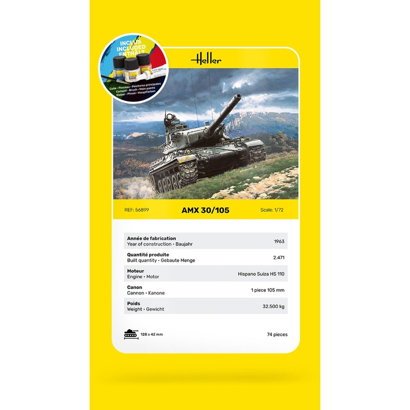 Heller 56899 AMX 30/105 Model Kit, Grey