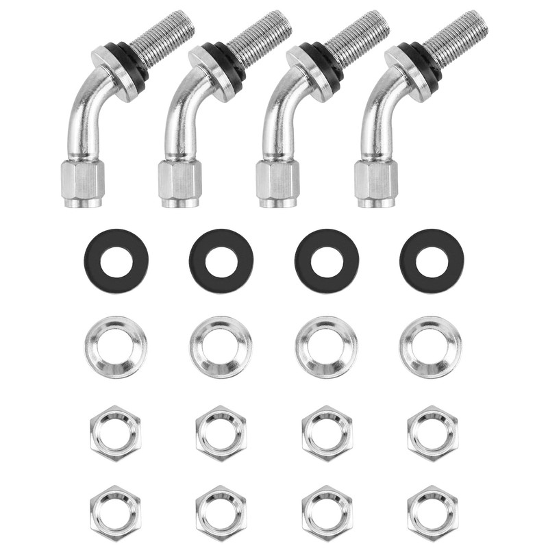 QWORK Tire Valve Stem, 4Pcs 45 Degree Angled Bolt-in Valve
