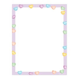 Valentine Candy Hearts Letterhead / 50 Sheets / 8.5" x 11" Valentines Day Paper/Conversation Hearts Decorative Stationery