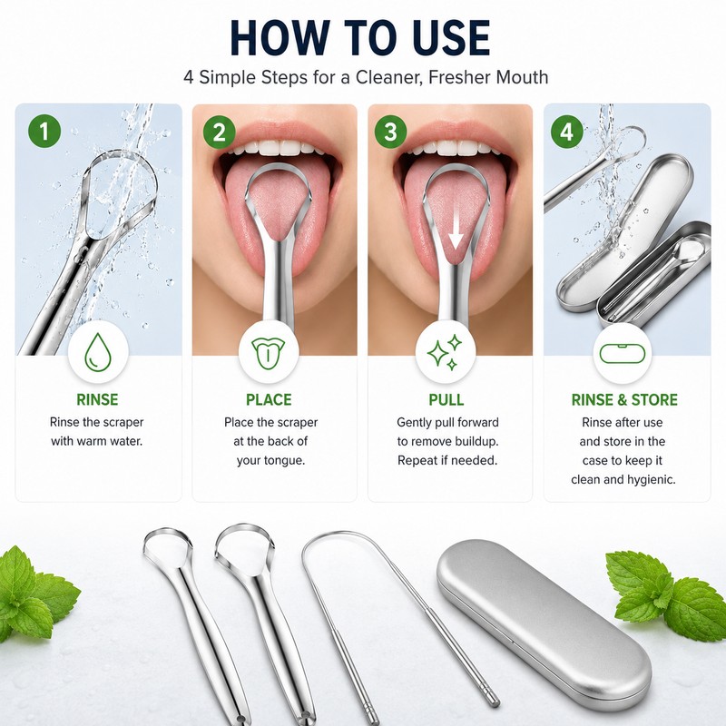 Stainless Steel Tongue Scraper for Daily Oral Care – Spoon-Shaped