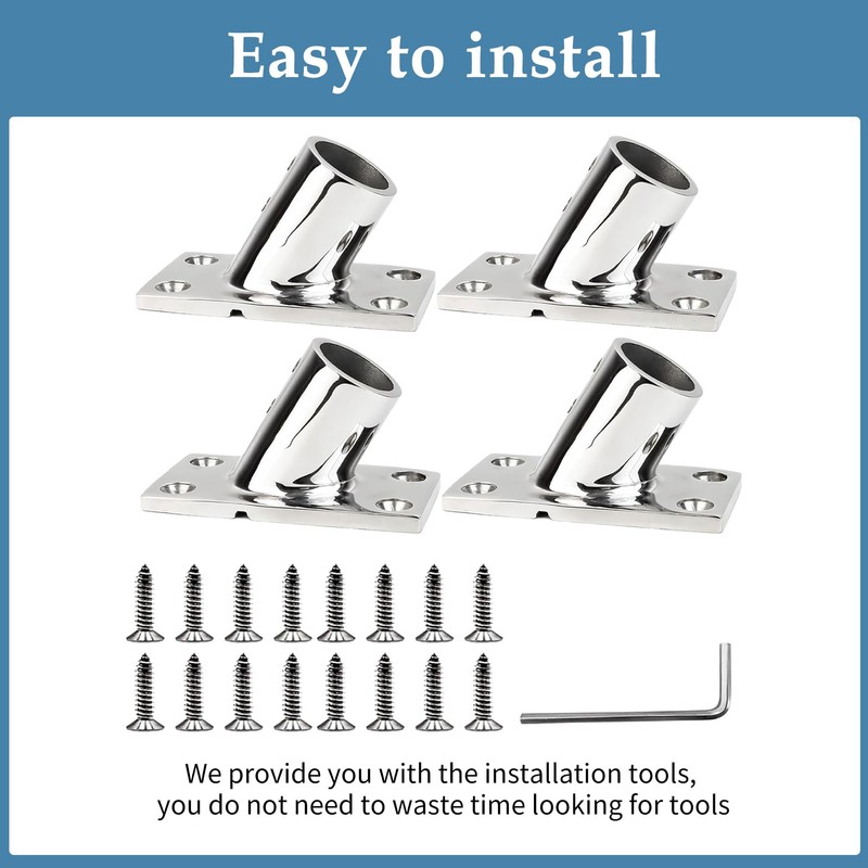 YANYUCB Boat Hand Rail Fittings,316 Stainless Steel Rectangular 60 Degree