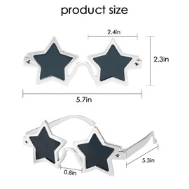 Snimoln Star Shape Sunglasses - 2 PCS Pentagram Glasses for Graduation Grad Party Prom Photos Props Frame Fancy Eyeglasses for Girls Boys Women