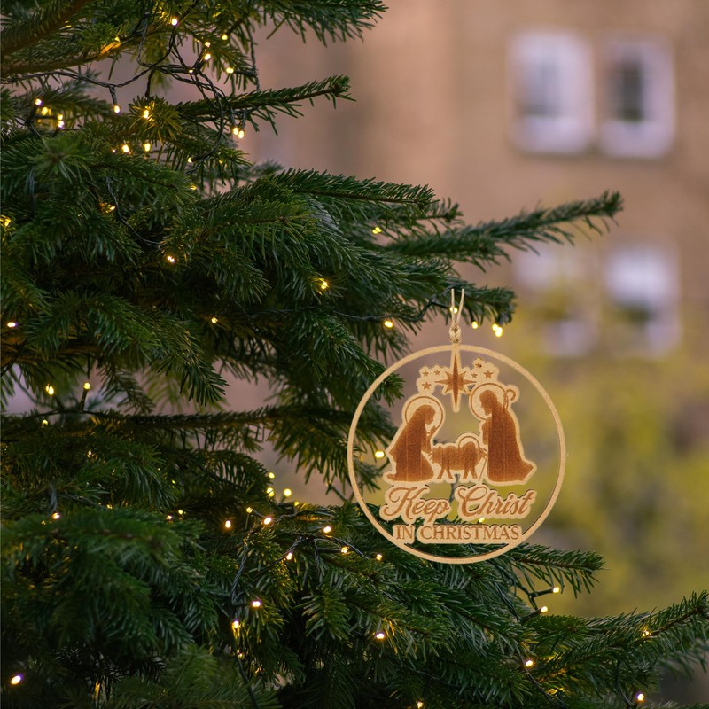 Keep Christ in Christmas Ornament Pack Wooden Tree Decoration