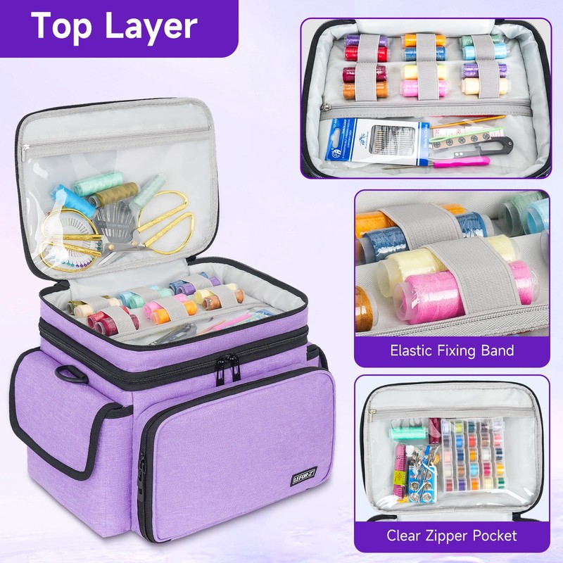LEFOR·Z Sewing Supplies Organizer,Double-Layer Sewing Accessories Storage Bag,Protable Travel Sewing