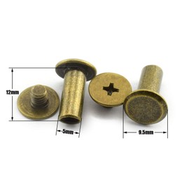 LQ Industrial 50 tornillos de cabeza cruzada Phillips para encuadernación con remaches, encuadernación de cuero para manualidades, 5 x 12 mm, bronce