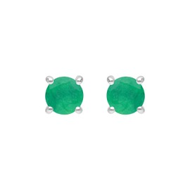 Ivy Gems 9ct White Gold Small Four Claw Emerald Stud Earrings
