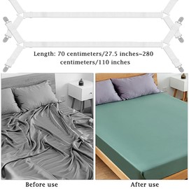 YDYxieji 2 Pcs Bed Sheet Clips, Fitted Sheet Straps Clips Holder, Adjustable Bed Sheet Fasteners Grippers, Crisscross Fitted Sheet Straps for Bedding, Mattress Sheet Suspenders Clips Straps (Black)