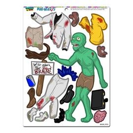 Zombie with Dress-Up Clothes Novelty Gift Locker Refrigerator Locker Vinyl Magnet Set