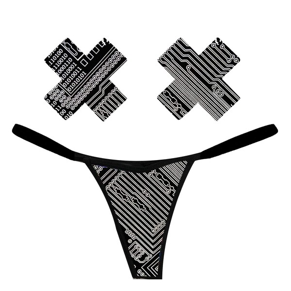 Neva Nude Reflective Geometic Madness Naughty Knix G String Panties