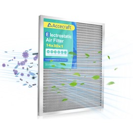 Accecraft 14x30x1 Electrostatic Air Filter, Washable & Reusable Aluminum AC/HVAC Furnace Filter, MERV 8, Lasts a Lifetime, Healthier Home or Office(Actual Size: 13.77"x29.52"x0.86")