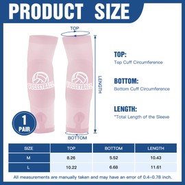 1Pcs Volleyball Arm Sleeves, Volleyball Arm Guards with Protective Pads & Thumb Hole, Passing Hitting Forearm Sleeves Women (Pink, L)