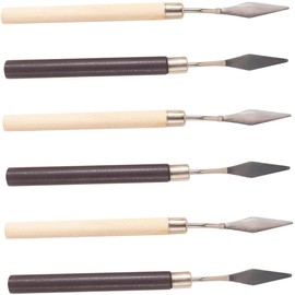LALAFINA Cosmetic Mixing Tool 6pcs Glue Mixing Rods for Nail Art Stainless Steel Wood Handle