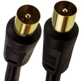 kenable RF Coaxial RG6 TV Aerial Lead Coax Male Plug to Plug Black Cable GOLD 1.8m [1.8 metres]