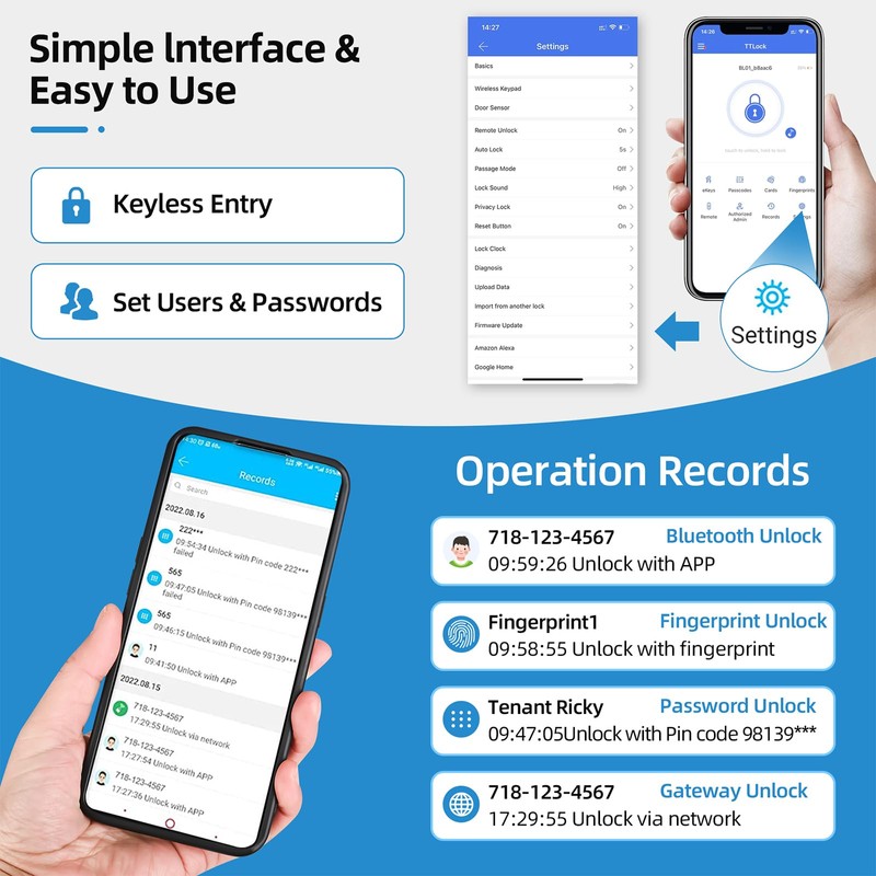 Smart Door Lock, Keyless Entry Door Lock, Fingerprint Door Knob,