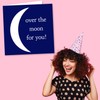 Adorable Blue Celebrations Card - Moon Design - Over The