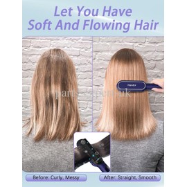 Handor Negative Ionic Hair Straightener Brush 9 Temp Settings - Effortless Styling Blue