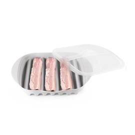 newkaijian Microwave Bacon Tray with Splatter Lid,Safety, Quick and with No Mess, Microwave Bacon Cooker Make Crispy Bacon in few Minutes (white)