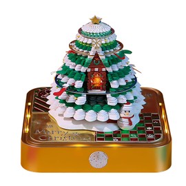 3D Calendar 2025 With Lights, Memo pad Art Pads Calendar 3D Art Calendar Paper Carving Gift House Sculpture Gift (Christmas tree)