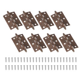 MECCANIXITY Vintage Metal Hinges 63 x 44mm Heavy Duty Cabinet Butt Hinges Small Folding Hinge with Hole and Screw for Bathroom Windows Cupboard Red Pack of 8