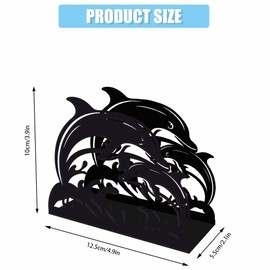 SUPERDANT Dolphin Serviette Holder for Tables Iron Dolphin Napkin Holders Paper Napkin Tissue Holder Metal Serviette Dispenser for Kitchen Dining Table Countertop Outdoor Cocktail Picnic