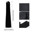 Women Elbow Satin Gloves, 21" Long Bridal Black 1920s Opera