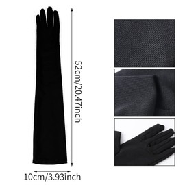 Women Elbow Satin Gloves, 21" Long Bridal Black 1920s Opera Gloves Finger Dance Stretchy Sunshade Gloves for Woman Evening Party Formal Dresses(Black)