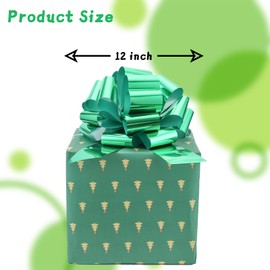 2 Pcs Large Ribbon Pull Bow - 12" Wide, Big Gift Bows for Cars Decor, New Houses, Gift Basket, Presents, Wreath, Decoration, Office, Valentine's Day (Green)