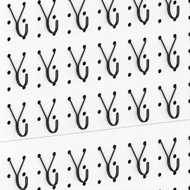 HUHOLE Pegboard Hooks, J-Hook, 1 Inch Black Hooks 80 Pack, Ideal Display Pegs for Hanging Jewelry, Necklaces, Keys, Retail Items, Small Tools, Will Not Fall Out, Fit 1/8”, 3/16” Peg Boards