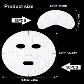 Joez Wonderful 50pcs Facial Sheet Mask Paper with 15pcs Eye Mask Paper, DIY Facial Mask Paper Sheets, Pre Cut Non Woven Beauty Face Masks Cotton Paper Natural Spa Skin Care Fiber Paper
