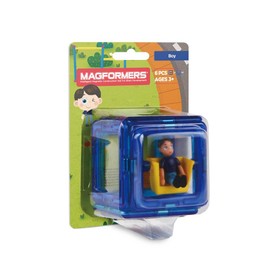 Magformers Boy Character 6 Pieces Add on, Rainbow Colors, Educational Magnetic Geometric Shapes Tiles Building STEM Toy Set Ages 3+, Blue