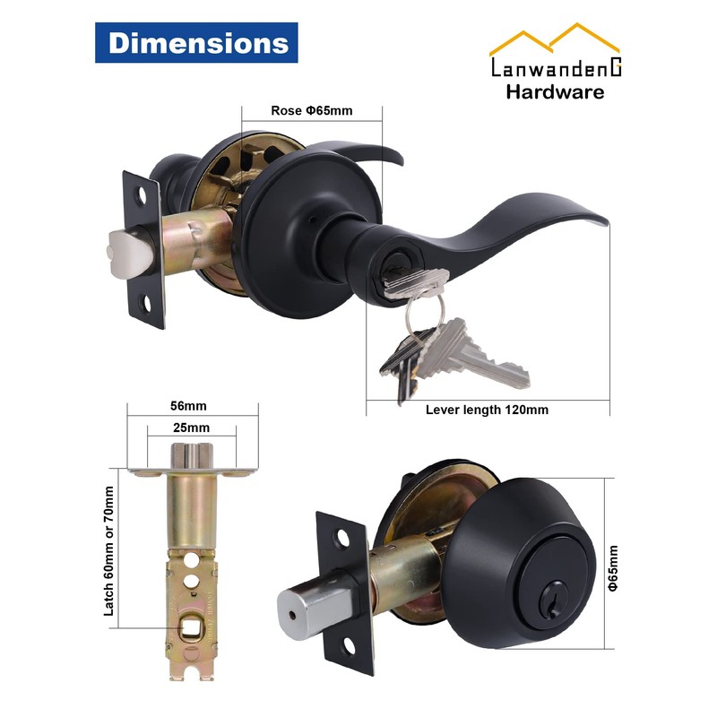 Keyed Alike Front Door Lever Lockset with Single Cylinder Deadbolt