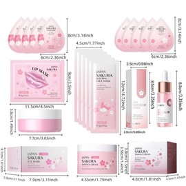 Comfort Cherry Blossoms Skin Care Kit, 24pcs/set Facial Cleansing Hydrating and Nourishing Kit, Moisturizing Skin Care Set for Women, Skin Care Products
