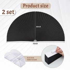 Fainne 2 Pcs 36 x 72 Arch Half Circle Window Shades Window Pleated Blinds Light Filtering Pleated Fabric Shade Arch Window Shade Blackout for Half Moon Arch Windows, Easy to Cut and Install (Black)